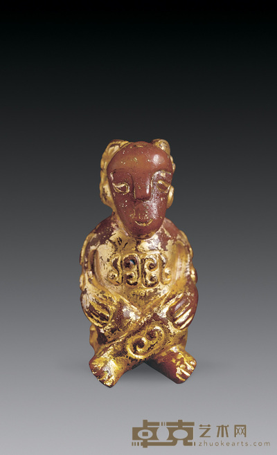 汉代 白玉坐人 高5.2cm