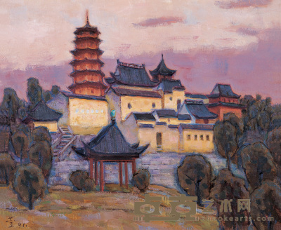 徐君萱 1991年作 金山寺 60×50cm