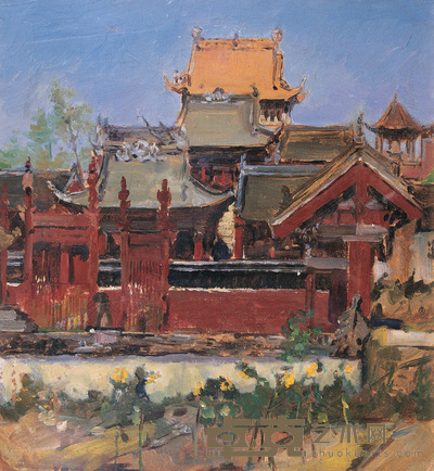 费以复 寺院 32×29cm