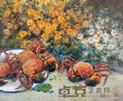 吕洪仁 菊花黄时蟹正肥 60×50cm