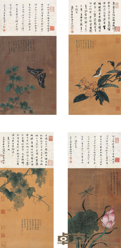 徐建融 花鸟 四屏 72×36cm×4