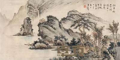 黄君璧 1947年作 秋山垂钓 镜心 65×33cm