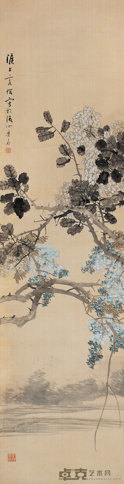 朱梦庐 花卉 立轴 197×51cm