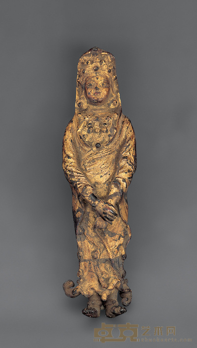 清 铜鎏金观音 高22.5cm
