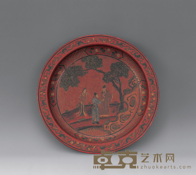 明 漆人物大盘 口径51cm