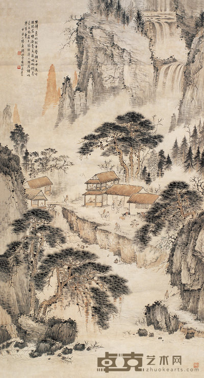 钱松嵒 1944年作 山居图 立轴 151×81cm