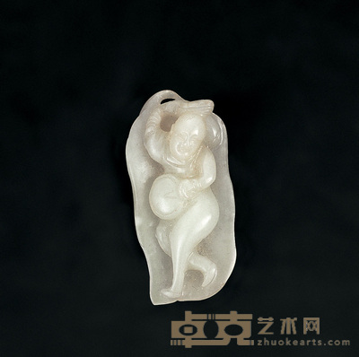 清 玉人物挂件 5×2.5cm