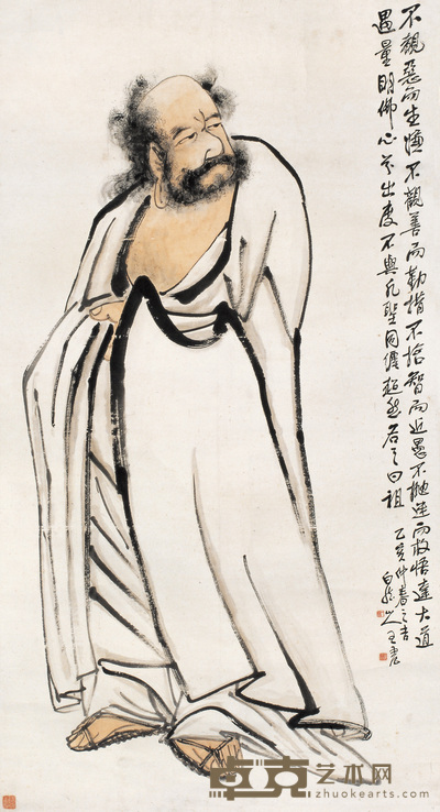 王震 1935年作 达摩 立轴 148×79cm