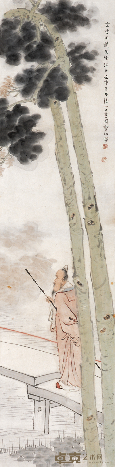 李芳园 1932年作 人物 立轴 137×35cm