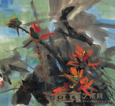 黄永玉 1977年作 红蓬图 镜心 88×95cm