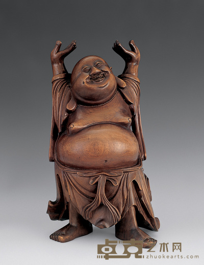 清 黄杨木弥勒佛像 高47cm