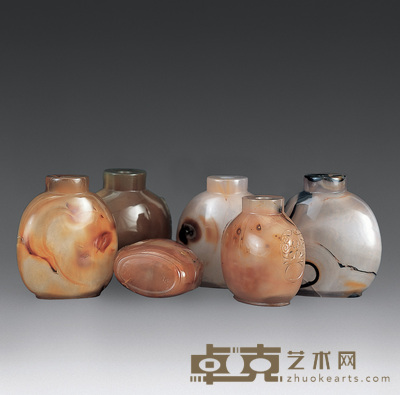 清 玛瑙鼻烟壶(一组六件) 尺寸不一