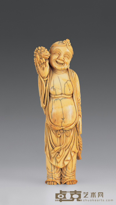 民国 刘海戏金蟾象牙摆件 高17.5cm
