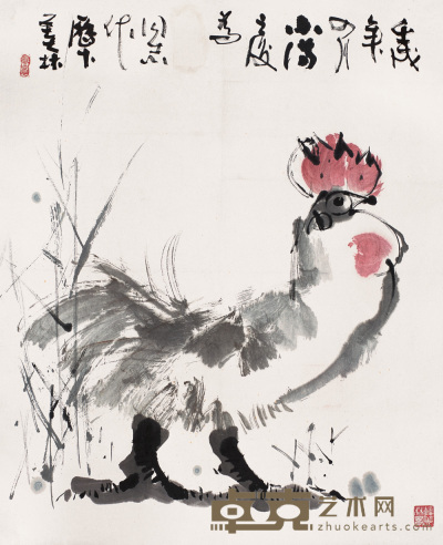 韩美林 1982年作 公鸡 镜心 69×56cm