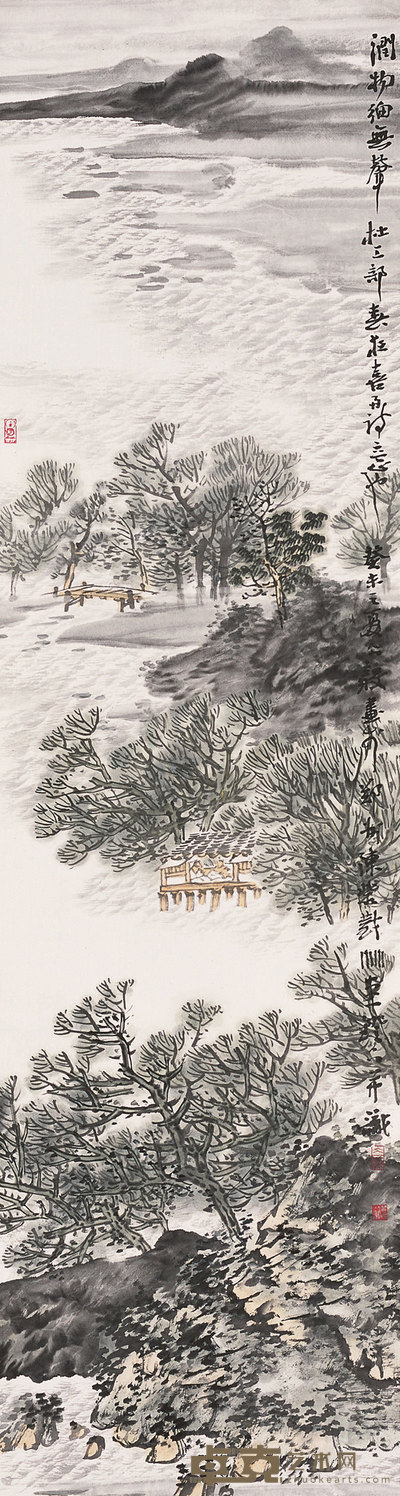谢冰毅 2003年作 润物细无声 立轴 181×48cm