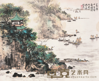 周怀民 1972年作 太湖一景 镜心 42×50cm