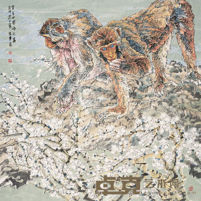 李蒸蒸 2006年作 双猴图 镜心 68×68cm