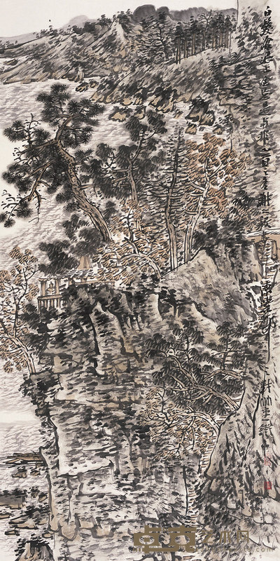 谢冰毅 2005年作 白发沧浪上，全忘是与非 镜心 138×68cm