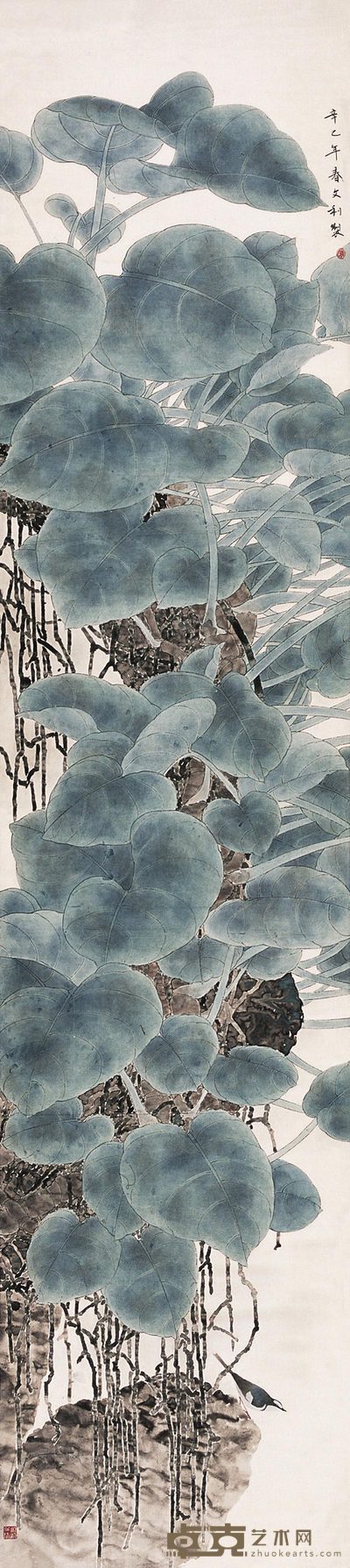 陈文利 2001年作 夏韵 立轴 228×51cm