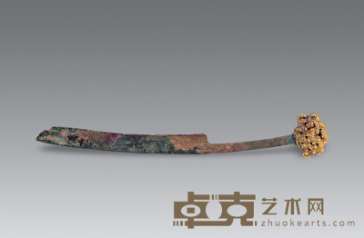 汉 纯金龙纹柄铜刀 长19.6cm