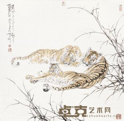 秦学研 虎 镜心 纸本 68×68cm