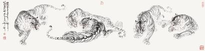 秦学研  虎 镜心 纸本