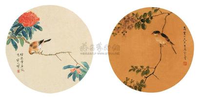 宋光宝 绶带小鸟 （二帧） 团扇片