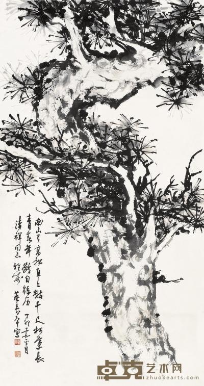 董寿平 丁卯（1987）年作 苍松 镜心 130×70cm