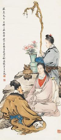 熊松泉 庚辰（1940）年作 东坡参禅 立轴