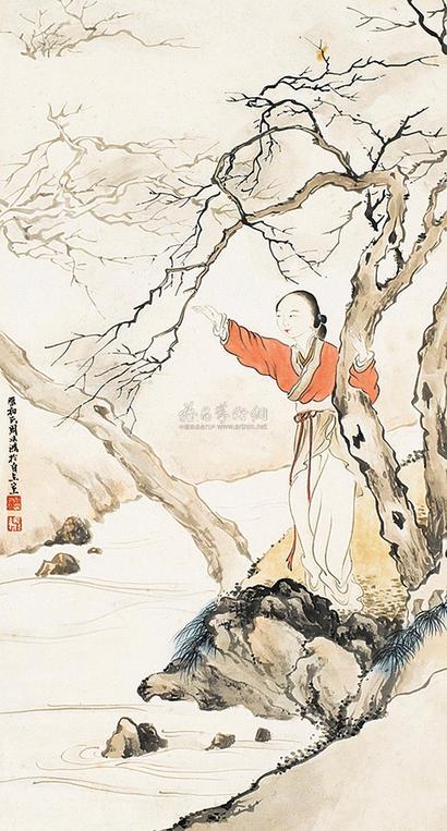 周以鸿 仕女 镜心