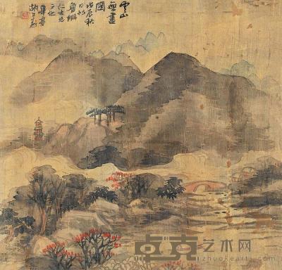 胡公寿 戊辰（1868）年作 云山无尽 镜心 31×32.3cm