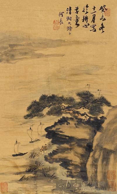 石涛 （款） 癸未（1703）年作 松溪远眺 立轴 55×34cm