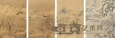 文从昌 万历乙巳（1605）年作 潇湘八景 （八开选四） 册页 28×21cm×8