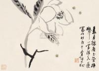张大壮 戊午（1978）年作 花卉蜜蜂  镜心