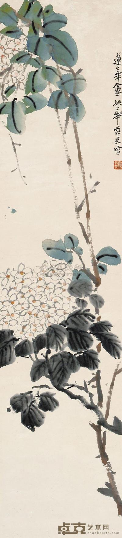 姚华 花卉 立轴 105×24cm