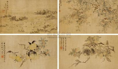 方薰 花鸟 镜心 （四开）