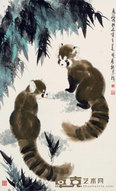 王为政 1986年作 小熊猫 立轴 95.5×59cm