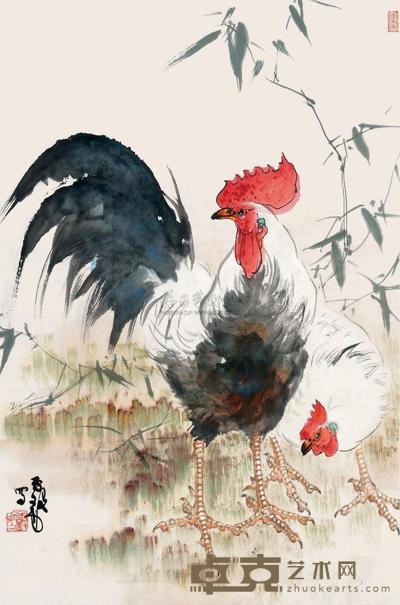 陈子毅 双吉图 立轴 67.5×44.5cm