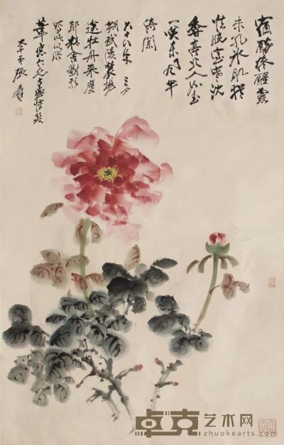 张大千花卉立轴 108×68