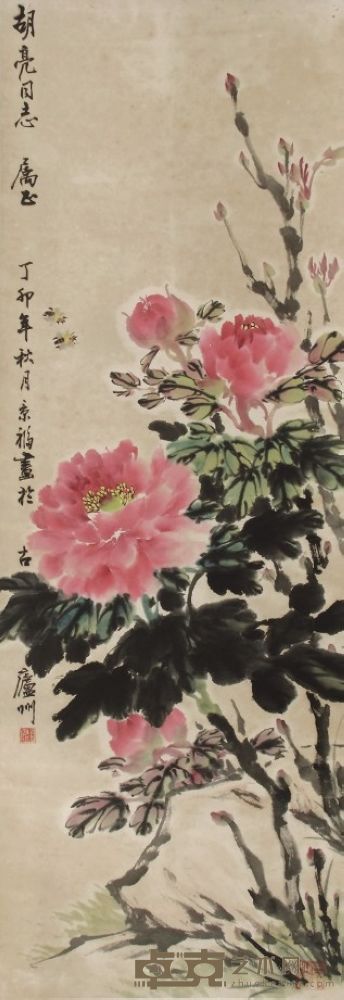 梁景福花卉立轴 100×34
