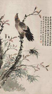 杜月笙花鸟立轴