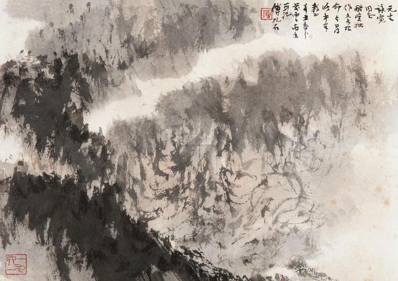 傅抱石 1961年作 晴峦雨意 立轴