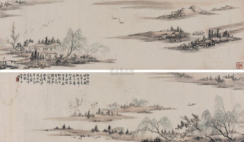 汤贻汾 1836年作 春江图 手卷