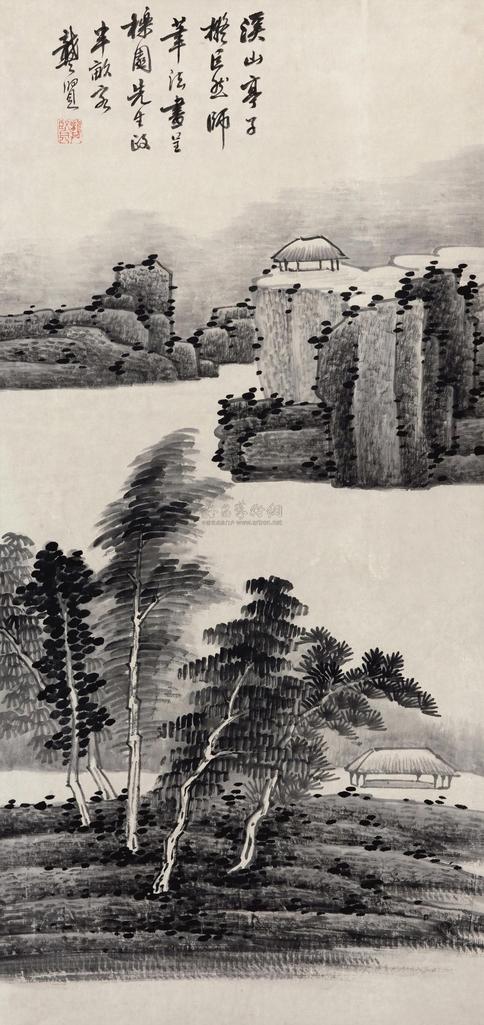 龚贤 溪山亭子 立轴