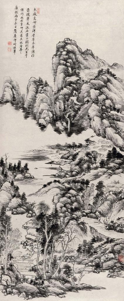 王原祁 1696年作 临黄公望山水 立轴