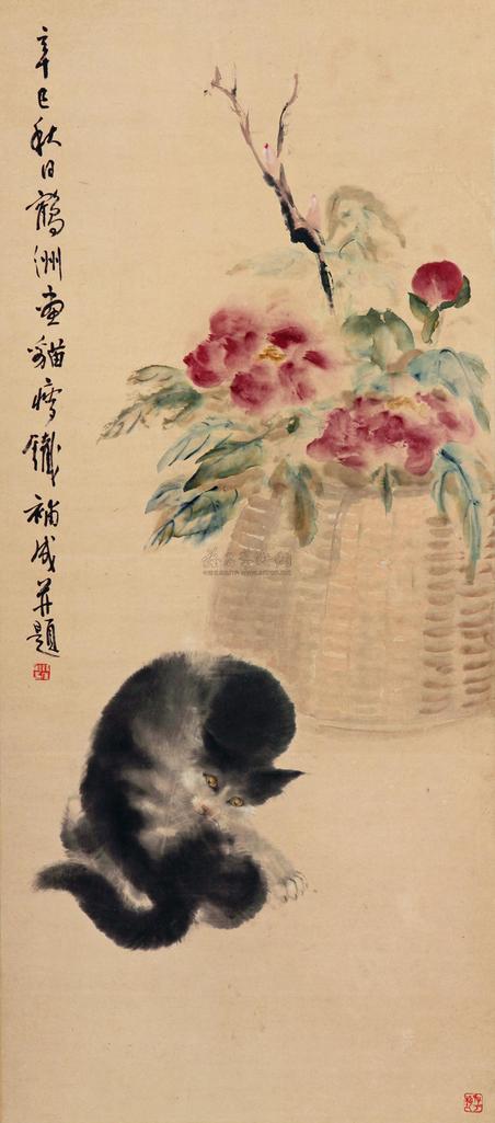 蔡鹤洲 钱瘦铁 富贵猫 立轴