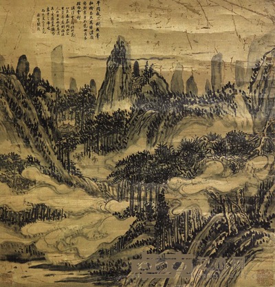 钱榖 秋山行旅图 镜心 52×49cm