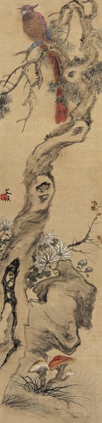 朱文侯 花鸟 立轴