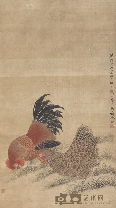 沈铨 双吉图 立轴 86×47cm