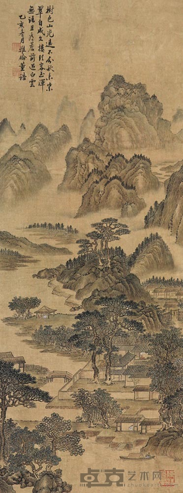 董诰 秋山闲居图 立轴 79×29cm